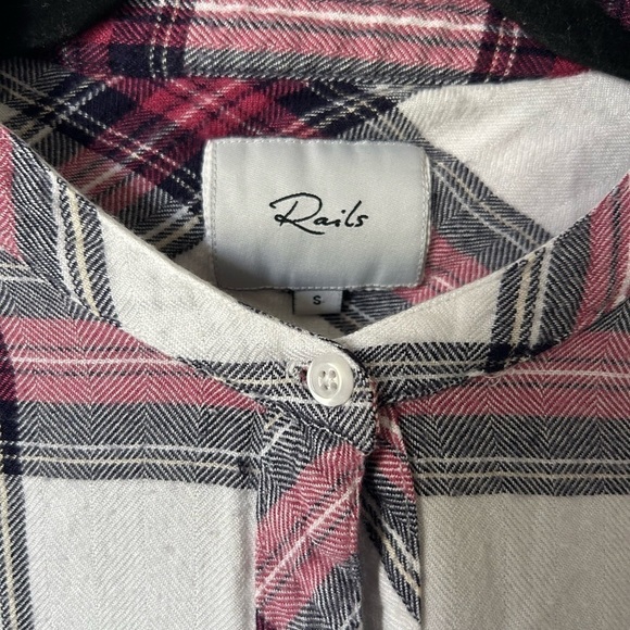 RAILS Women’s Hunter Plaid Button-Down Shirt- White Midnight Rose/ Size Small - Picture 7 of 13